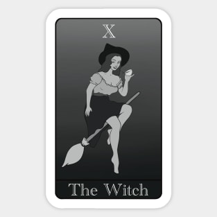 Vintage Witch Tarot Black and White Sticker